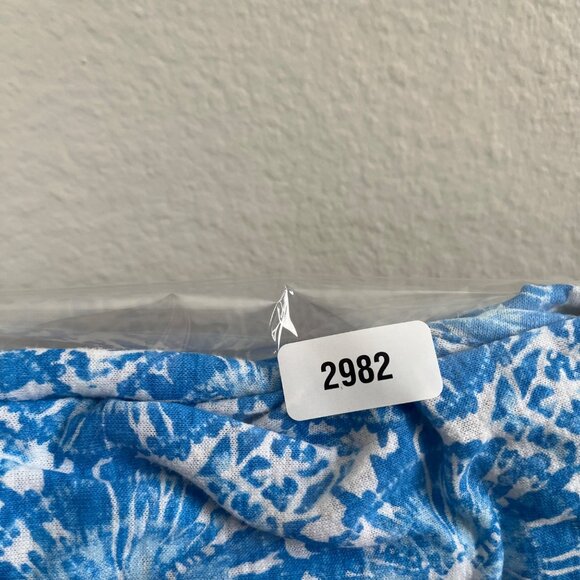 Ali Miles Womens Blue Geometric Linen Blend Eyelet Sleeve Tunic Top 3X - Picture 10 of 13